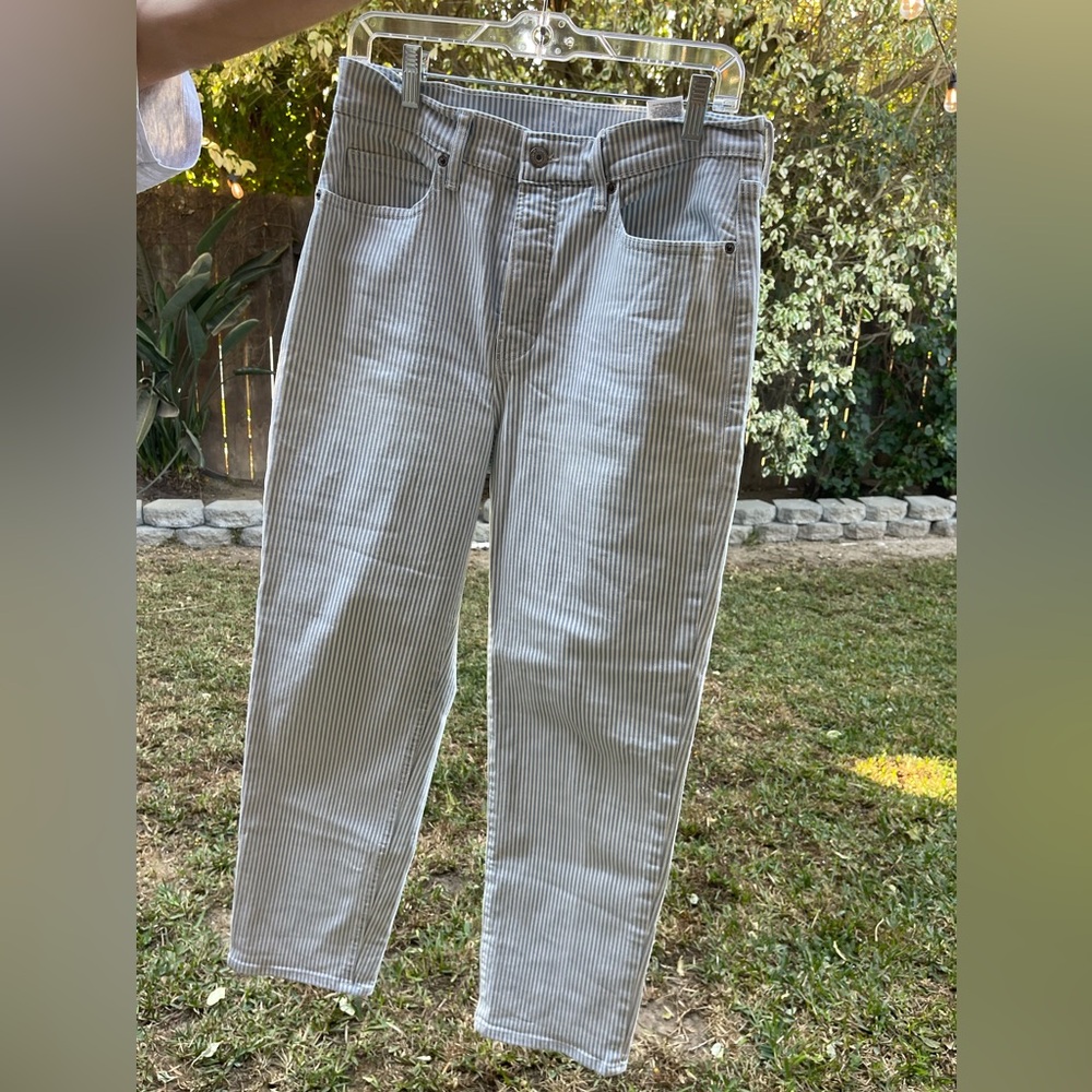 Old Navy blue and white stripe denim jeans